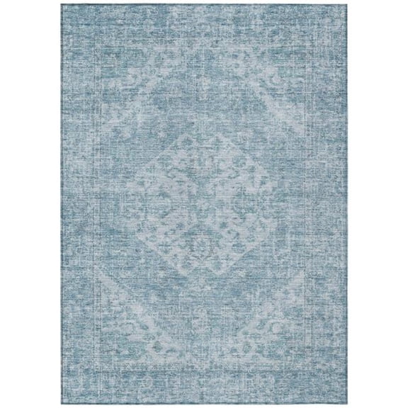 HomeRoots 603822 5 x 8 ft. Sky Blue & Ivory Oriental Washable Indoor & Outdoor Rectangle Area Rug