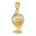 thumbnail image 5 of 14K Two-Tone Gold Charm Pendant Men'S 31 mm 14 & Rhodium 3-D Moveable Globe, 5 of 5