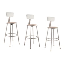National Public Seating (3 Pack) NPS® 30"Heavy Duty Steel Stool With Backrest, Grey