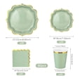 thumbnail image 3 of Elegant Disposable Plates, Sage Green Gold Foil Edge, Paper Plates Party, Disposable Party Cups, Disposable Napkins, Wedding Celebration, Scalloped Edge, Full Kit 80 Pc Set, 3 of 5