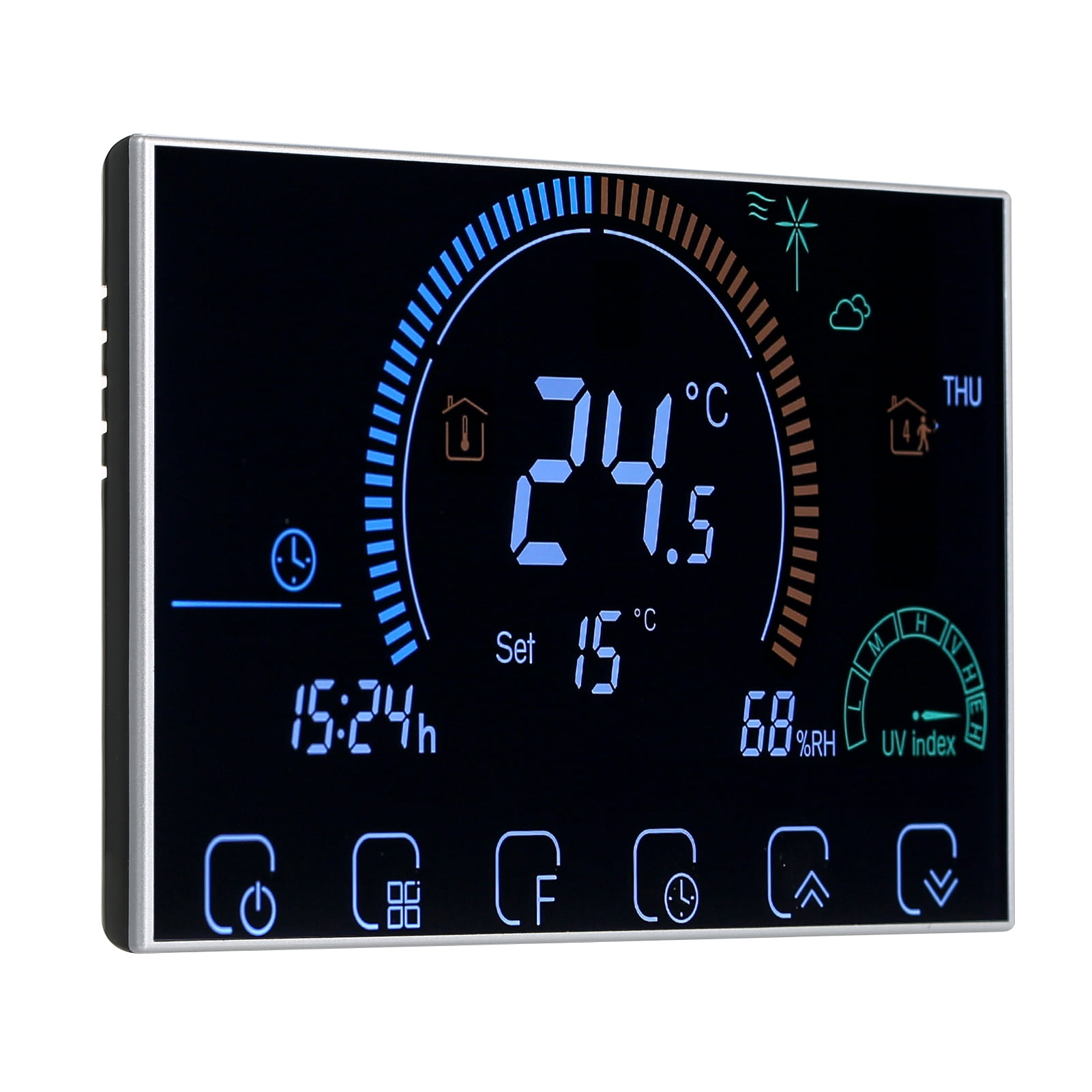 16A 95~240V Electric Heating Energy Saving Smart Thermostat with  Touchscreen LCD Display Weekly Programmable Room Temperature Controller  Home Improvement Product - Walmart.com