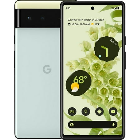 Pre-Owned Google Pixel 6 Smartphone, Fully Unlocked,128 GB Storage + 8 GB RAM, Sorta Seafoam (Refurbished: Good)