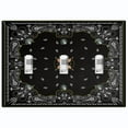 thumbnail image 1 of Metal Light Switch Plate Cover Elegant Black Mandala Floral Rug Tile Pattern TIL074, 1 of 13