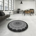 thumbnail image 3 of Ahgly Company Indoor Round Patterned Charcoal Black Area Rugs, 6' Round, 3 of 6