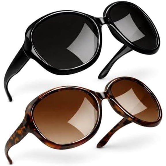2 Pack Fashion Round Sunglasses for Women Men, Retro Big Frame Trendy Sun Glasses