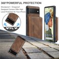 thumbnail image 3 of Allytech Case for Google Pixel 6 Pro Cover PU Leather Zipper Wallet Case, Detachable Magnetic Back Card Holder Slim Folio Stand Shockproof Business Style Case for Pixel 6 Pro 2021( 6.7" 2021), Brown, 3 of 7