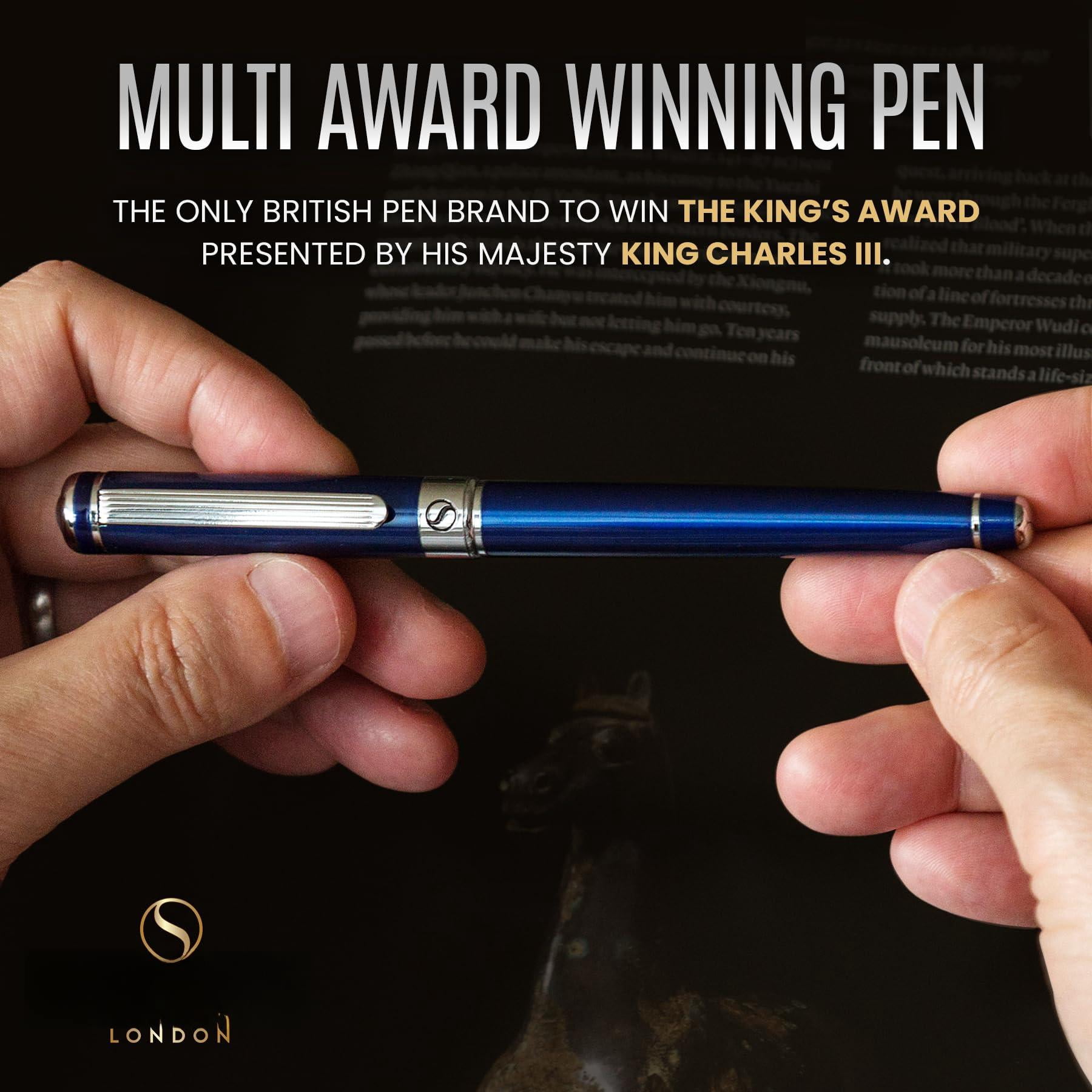 Personalized Midnight Blue Rollerball Pen - Stunning Lacquer Luxury  Chrome Finish Schmidt Ink Refill Engraved Roller Ball Gift Set For Men & Women Custom Name Engraving