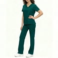 thumbnail image 6 of Pxxlle Scrubs for Women Set Loose Fit V Neck Nursing Uniform Comfy Drawstring High Waistband Pants Solid Color Medical Workwear Green XXL, 6 of 9