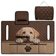 thumbnail image 4 of COEQINE Universal Golf Cart Seat Cover with Bag-Style Fold Design, Includes Carry Handle, Fits Most 2-Seaters, 51.2x30.3 Inch, Quilted Padding & 4 Front Pockets, Labrador Retriever Paw Brown, 4 of 8
