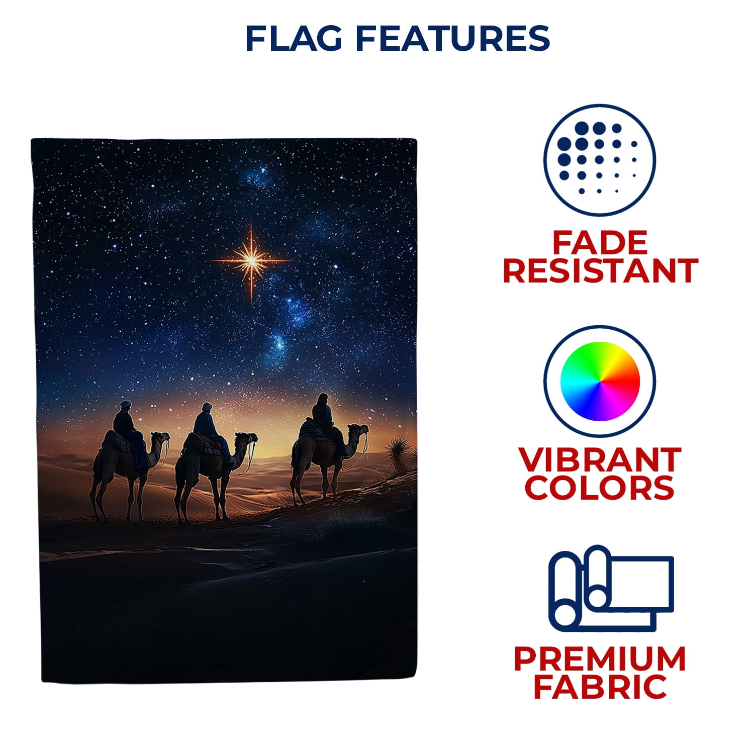 America Forever Three Wise Men House Flag, 28 x 40 inch Double Sided, Christmas Nativity Banner, Star of Bethlehem Religious Outdoor Decor, Spiritual Holiday Outside Decorations Yard Flag