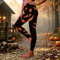 thumbnail image 4 of Yeaiivve Halloween Print Tights for Women Elastic High Waisted Workout Leggings Pumpkin Face Graphic Skinny Pants Soft Stretch Cozy Yoga Legging S, 4 of 5
