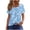 Blue, variant on Shirts for Women under $10 Short Sleeved Square Collar Pleated Printed T-shirt Light Blue S