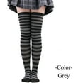thumbnail image 2 of Beshee Thigh High Socks for Women Christmas High Long Stockings Over Knee Socks Christmas Cosplay Party Costumes Socks Knee High Long Striped Stocking Socks 1 Pair Womens Socks Grey, 2 of 4
