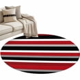 thumbnail image 2 of Round Area Rug 3ft,Red Mexican Stripe Water Ripple Washable Carpet Non-Slip Runner Accent Rugs Indoor Floor Mat for Bedroom Living Room Decor,Black White Ombre, 2 of 9