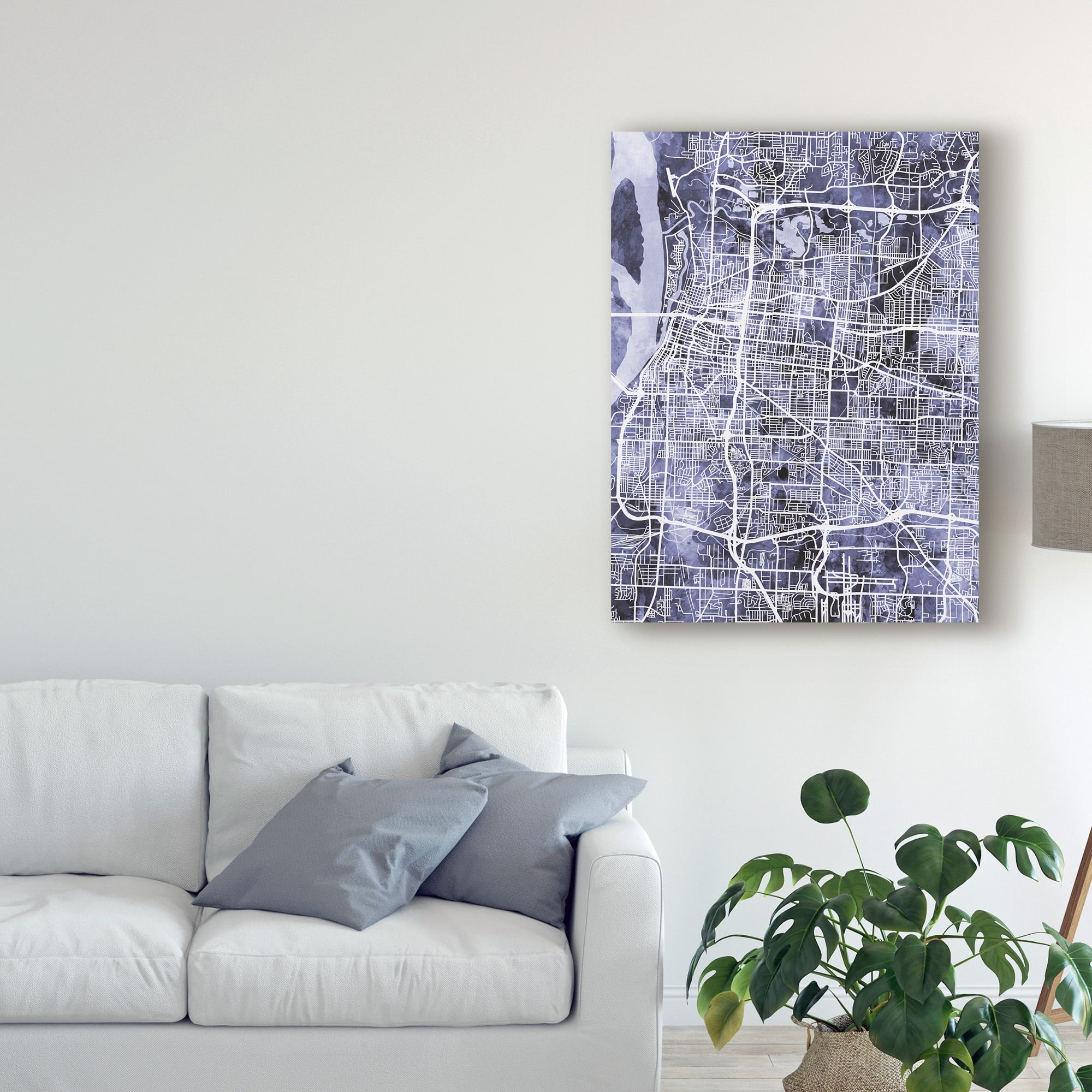 Trademark Fine Art 'Memphis Tennessee City Map Blue' Canvas Art by Michael Tompsett
