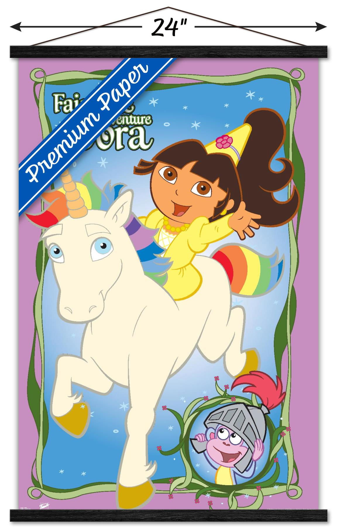 Nickelodeon Dora The Explorer - Fairytale Wall Poster with Wooden Magnetic Frame, 22.375" x 34"