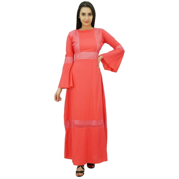 Bimba Women's Kimono Sleeve Maxi Long Boho Gothic Jilbab Dress Rayon