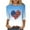 Blue, variant on 4th of July Patriotic Stripes Shirt for Women Stitching Contrast Color Three Quarter Sleeve Blouse Fashion Casual Round Neck T-shirt Blue