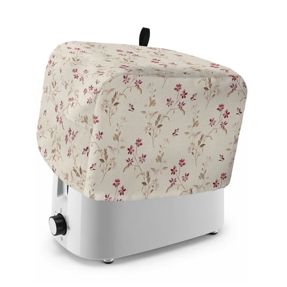 Toaster Cover 2 Slice, Botanical Herb, Dustproof Bakeware Oven Protector with Top Hook, Vintage Spring Flower Leaves Waterproof Small Kitchen Appliance Toasters Dust Cover, 12"x7.5"x8"