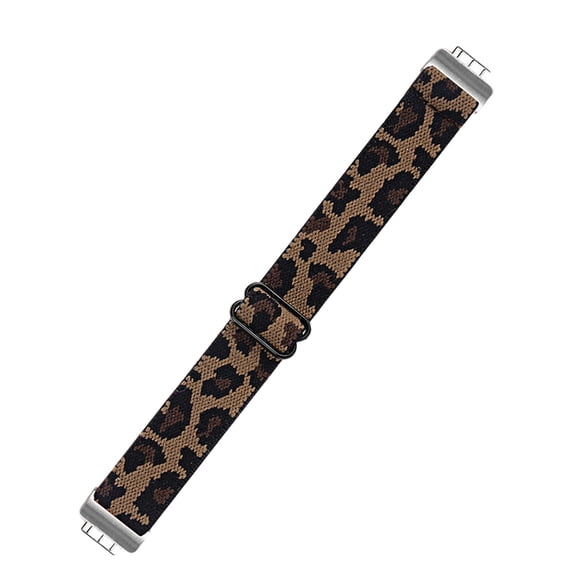 Luxshiny Leopard Pattern Nylon Watchband Elastic Adjustable Replacement Wristband Breathable Lightweight Design