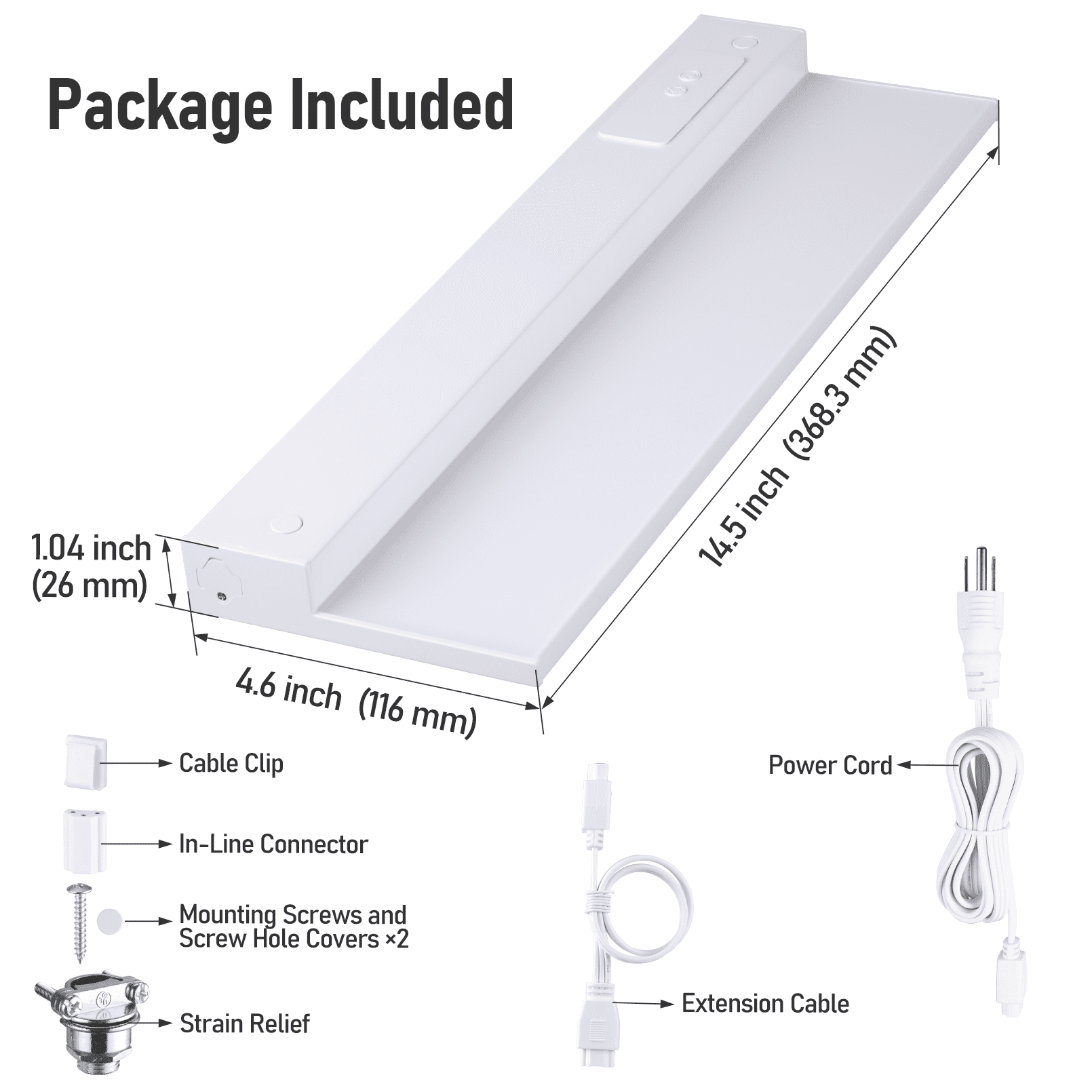 12W 5CCT LED Under Cabinet Lighting Fits 18-Inch Cabinets, Hardwired & Plug-In, 120V Ultra-Slim Linkable Dimmable Under Counter Lights, 2700K/3000K/35000K/4000K/5000K Selectable