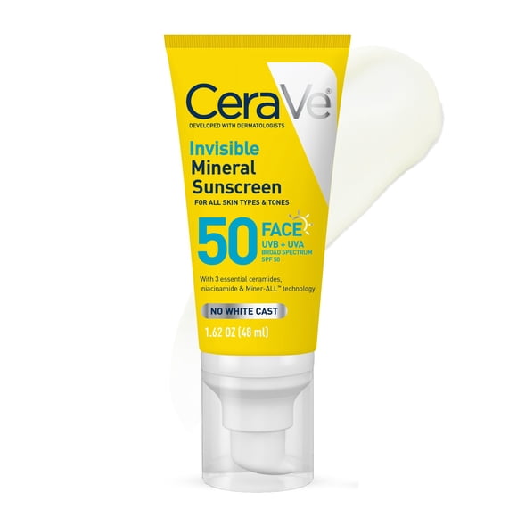 Protector solar CeraVe Invisible Mineral SPF 50 para rostro, 50 ml