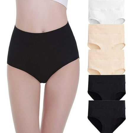 IDALL Womens Underwear Panties for Women Underwear 5 Pieces Comfortable Lingerie Mid-Waist Panties Underwear No Show Underwear for Women Womens Panties Black 3XL