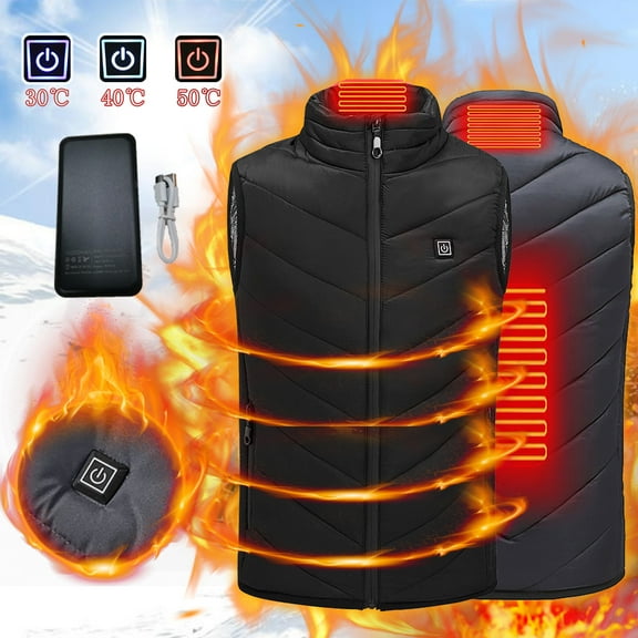 Odeerbi Kids Boys Girls Lightweight Heated Vest with Power Bank Winter Thermal Sleeveless Heated Jackets USB Intelligent Constant Temperature Plus Size Heated Coat Kids Clothes Black