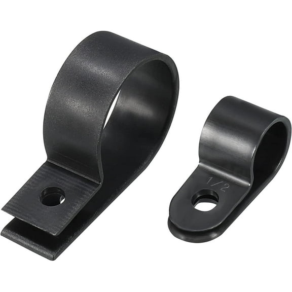 R Type Cable Clip Clamp Kit Black 50 Pack 12.7mm and 20 Pack 21-25mm for Wire Management