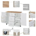 thumbnail image 5 of PORKISS Rolling Kitchen Island with Storage, Modern Kitchen Island Cart on Wheels with Rubber Wood Top for Kitchen Room, Dining Room, White, 5 of 12