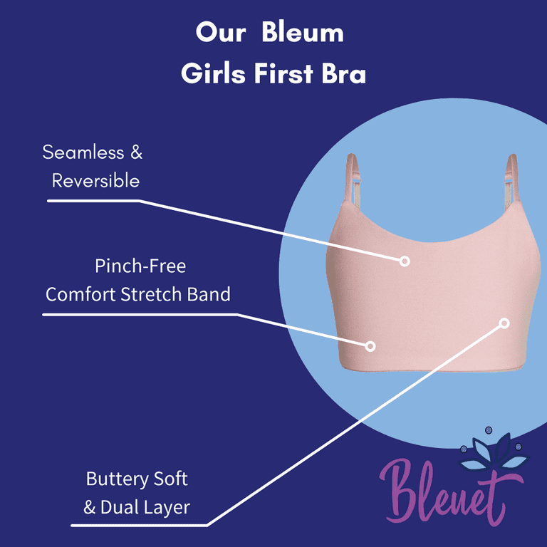Bleuet Bleum Ultra-soft Seamless Reversible Adjustable First Teen Bra,  Sizes 8-22, 1-Pack