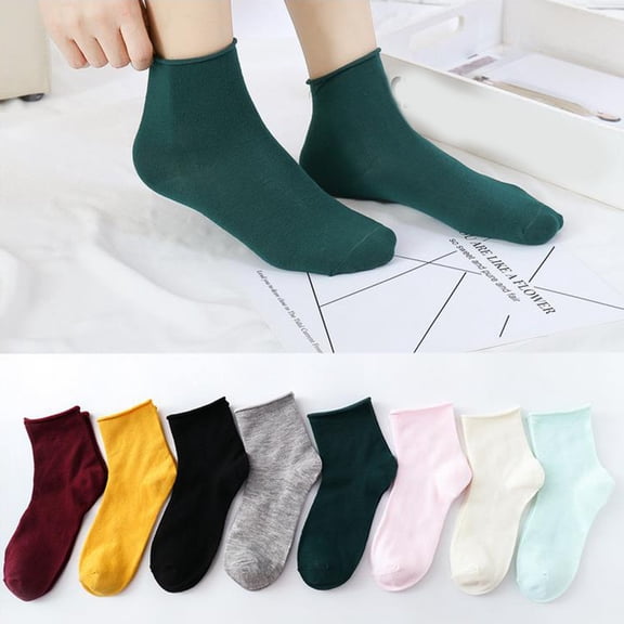 HuangHuanChen Women's Sports Socks Thick Candy Color Mid Cuff Tube High Cotton Socks Cotton Casual Calf Socks Cotton Crew Socks Soft Above Ankle Sock Mint Green One Size