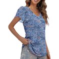 thumbnail image 3 of QINCAO Womens Summer Casual Tops Loose Fit Tunic Blouses Petal Sleeve V Neck Shirts, 3 of 6