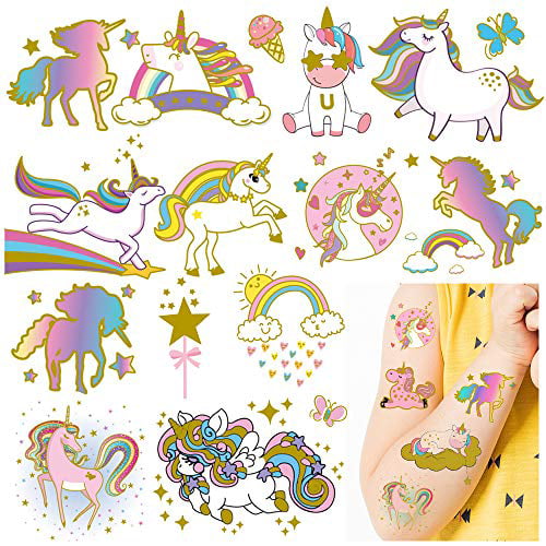Exchange Gift 13 Sheets Waterproof Toddlers Party Favor Supplies for Birthday School Rewards Deeplay Unicorn Temporary Tattoos for Kids Festival Goodie Bags 