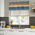 thumbnail image 5 of Farmhouse Navy Blue Brown Valances for Windows, Decorative Rod Pocket Window Valance Curtains, Vintage Wooden Striped Short Curtain Drapes for Kitchen/Bathroom/Living Room, 2 Panels, 60" W x 18" L, 5 of 8