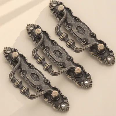 AURARMLET 3Sets Vintage Style Zinc Alloy Brown Drawer Pulls for Home Cabinets