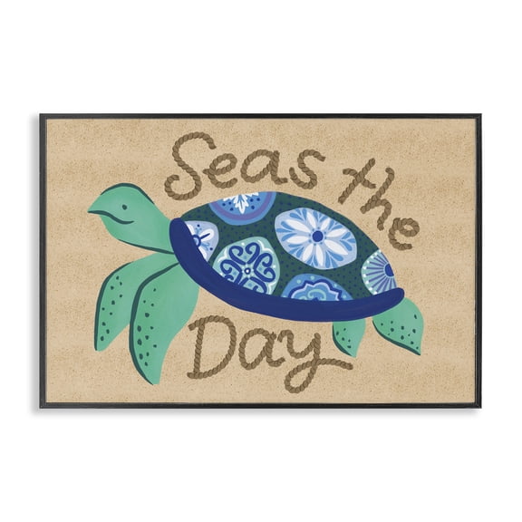 Stupell Industries Traditional Seas The Day Turtle Black Framed Giclee Art, 18 x 12, by Deborah Curiel