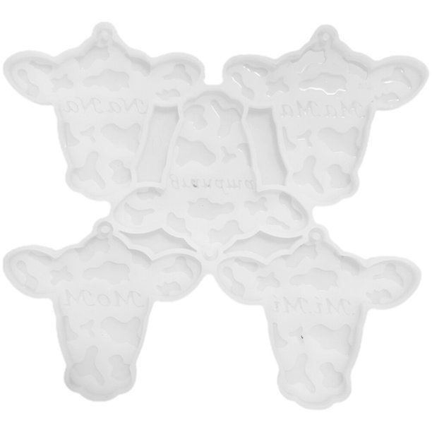 FELTECHELECTR Molde de silicona para llavero con forma de cabeza de vaca para el Día de la Madre, molde para colgar llaves