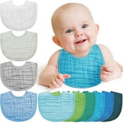 10 Pieces Muslin Adjustable Baby Bandana Drool Bibs for Drooling Baby
