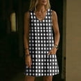 thumbnail image 5 of WAGUTH Women's Gingham Print Shift Dresses V-Neck Sleeveless Summer Mini Dress Soft Breathable Casual Dress with Pockets for Beach Vacation, 5 of 6