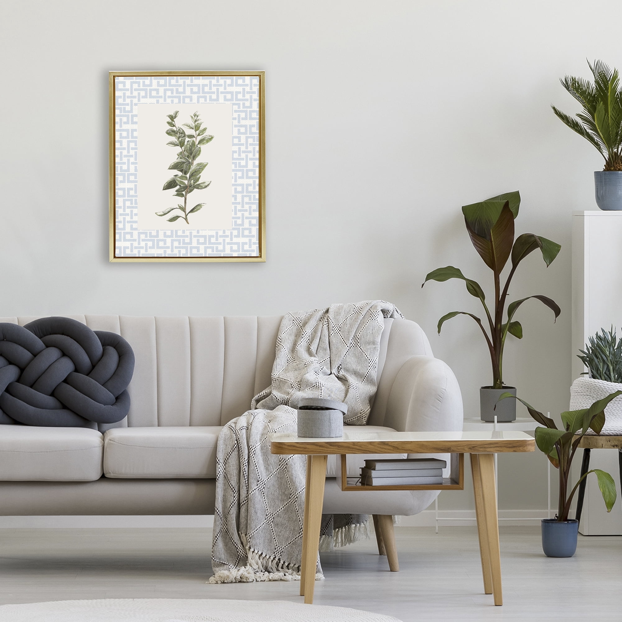 Stupell Industries Fresh Herb on Geometric Gold Framed Floater Canvas Wall Art, design by Diannart
