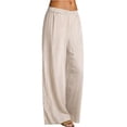 thumbnail image 3 of Women's Spring Summer Embroidered Wide Leg Pants Cotton Linen High Waist, 3 of 6