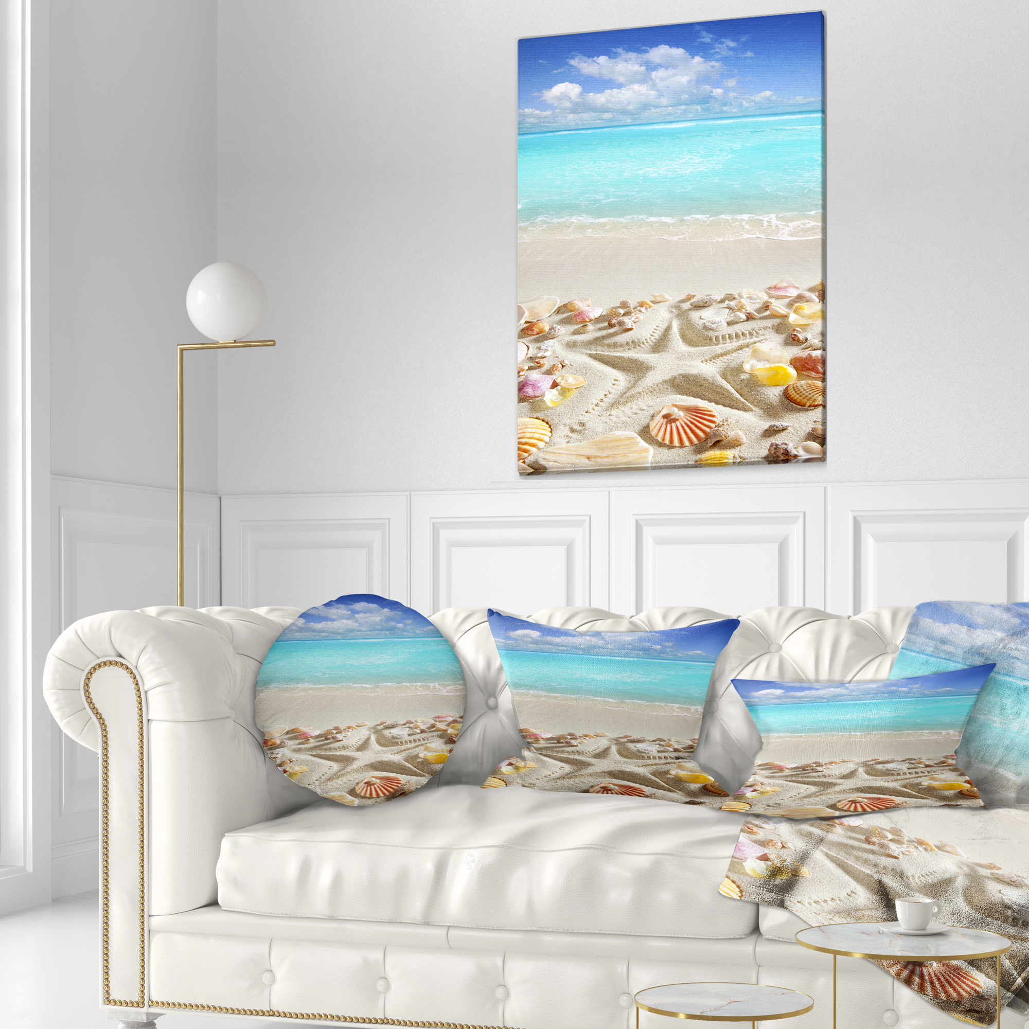 Designart Caribbean Sea Starfish - Beach and Shore Throw Pillow - 12x20