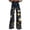 Dark blue, variant on Womens Dress Pants Wide Leg Pants Woman High Waist Floral Patterned Pants Lightweight Loose Fit Casual Colorful Trouser Imitation Jeans