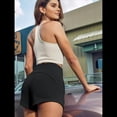 thumbnail image 4 of Pantalones Cortos Deportivos para Mujer con Bolsillos, de Algodón Francés, con Cordón Ajustable, para Hacer Ejercicio en Verano, Informales y Cómodos. Negro S, 4 of 8
