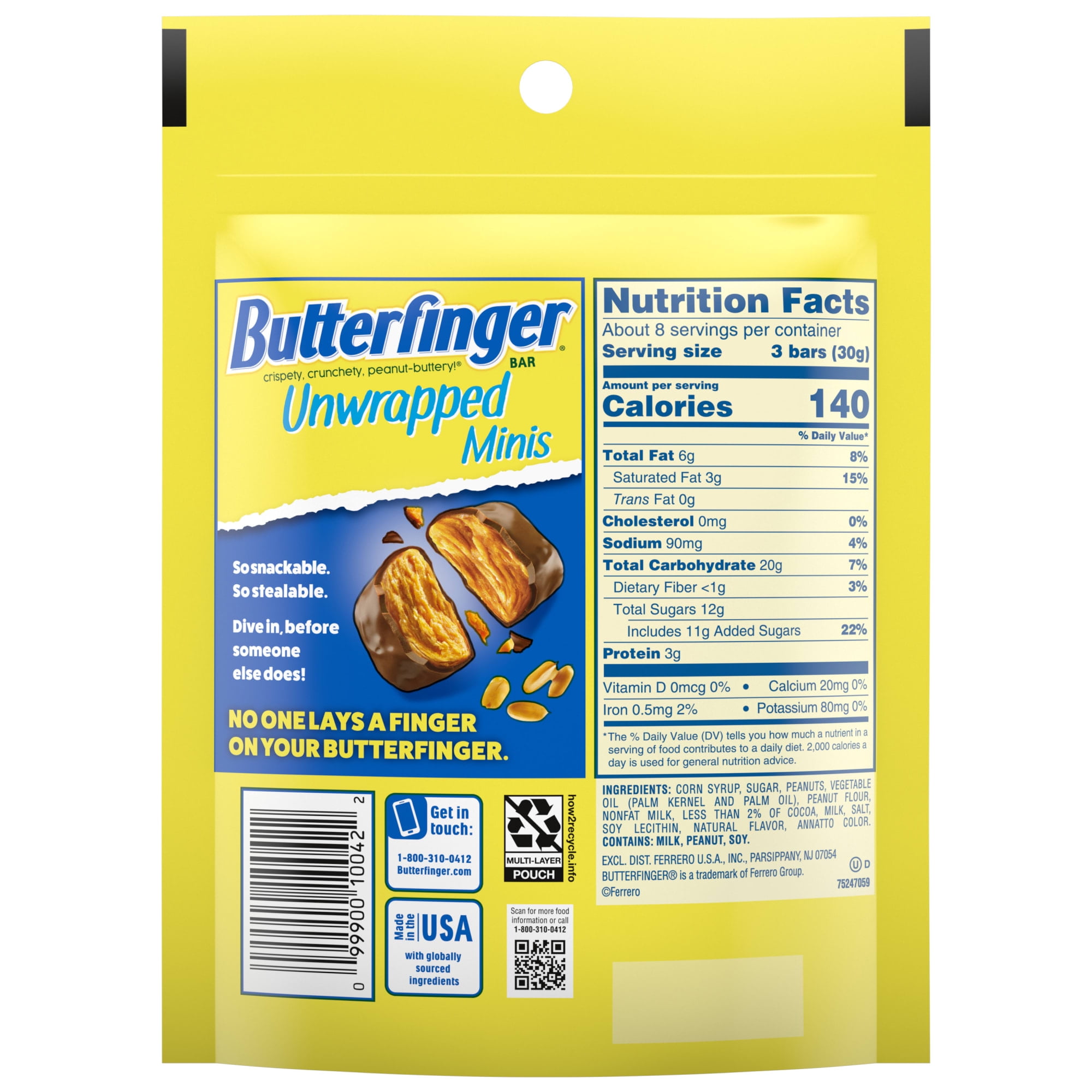 Butterfinger Unwrapped Minis, Chocolatey, Peanut-Buttery, Resealable Bag, 8 oz