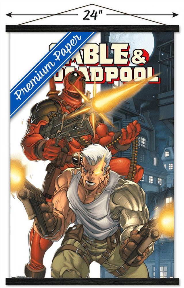 Marvel Comics - Deadpool and Cable Wall Poster with Wooden Magnetic Frame, 22.375" x 34"