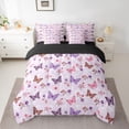 thumbnail image 2 of Homewish Boho Butterfly 7-Piece Twin Bedding Sets,Rustic Flower Bedding Comforter Set,Pink Purple Sheet Sets For Girls Kids,Luxury Bedroom Decor Reversible, 2 of 8