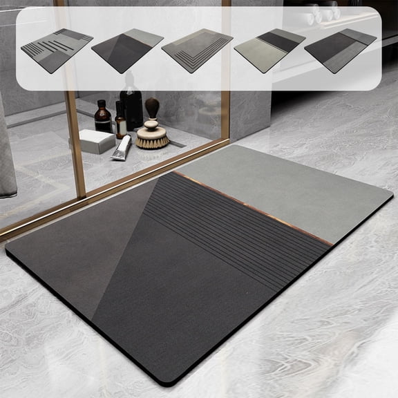Txlpkdyx Diatomaceous Earth Bath Mat,Super Absorbent & Quick-Drying Bathroom Floor Rug,Non-Slip Natural Stone Mat for Shower,Tub & Vanity Entrance