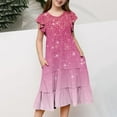 thumbnail image 2 of shoper Dress for Girls 14-16 Crew Neck Ruffled Sleeve Gradient Color Layered Elegant Vacation Dresses for Girls Dance Clothes Wedding Guest Dress Red 130, 2 of 6